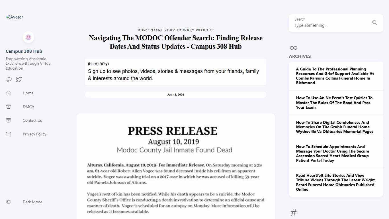 Navigating The MODOC Offender Search: Finding Release Dates And Status Updates - Campus 308 Hub